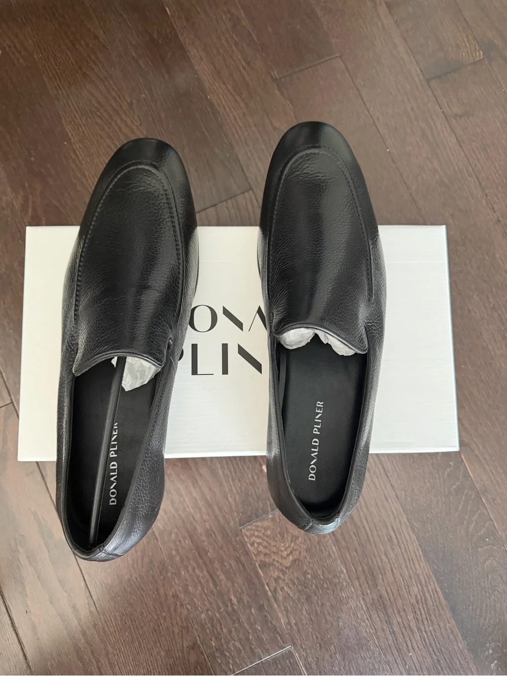 Donald J. Pliner Men's Black Pebbled Leather Slip-On Loafers